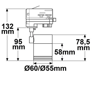 3-Phasen Schienen-Adapter Mini für GU10-Spots, schwarz matt