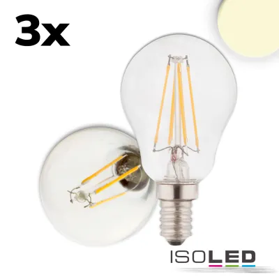 E14 LED Illu, 4W, klar, warmweiß, 3er Pack