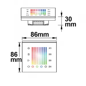 Sys-One RGB+W 4 Zonen Einbau-Touch-Fernbedienung, 230V AC