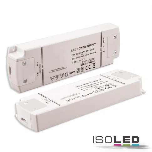 LED Flexband-Trafo 12V/DC, 0-50W, dimmbar (Spannungssenke), SELV