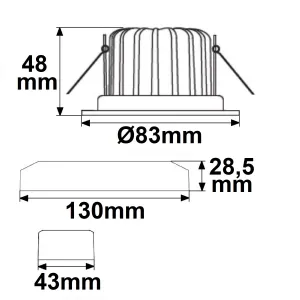 LED Einbaustrahler Sys-68, 10W, IP65, neutralweiß, dimmbar (exkl. Cover)
