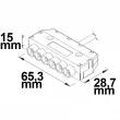 Mini-Plug 6-fach Verteiler female, 1m, 2x0,75, IP54, weiß-grün, max. 48V/6A