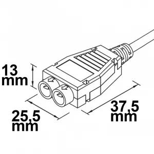 Mini-Plug 2-fach Verteiler female, 1m, 2x0,75, IP54, schwarz, max. 48V/6A