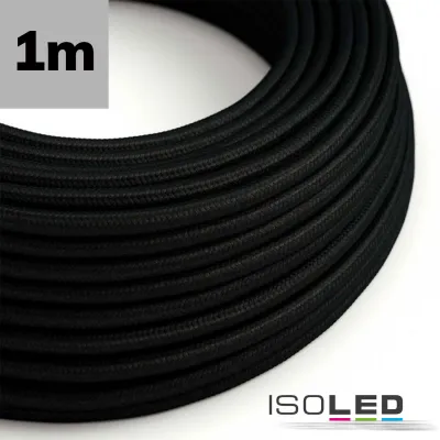Kabel Stoff-ummantelt, schwarz, 2x0,75mm² AWG18, Meterware