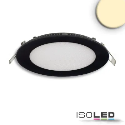 LED Downlight, 9W, rund, ultraflach, blendungsreduziert, schwarz, 147mm, warmweiß, dimmbar CRI90