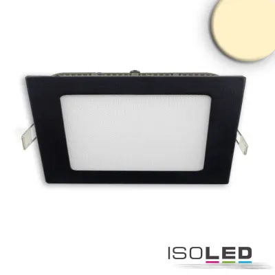 LED Downlight, 15W, eckig, ultraflach, blendungsreduziert, schwarz, warmweiß, dimmbar CRI90