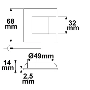 LED Möbeleinbaustrahler MiniAMP schwarz, eckig, 3W, 120°, 24V DC warmweiß 3000K, dimmbar