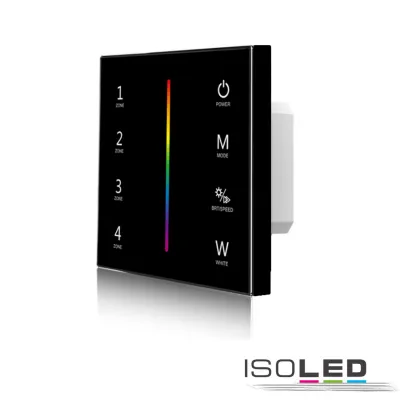 Sys-Pro RGB+W 4 Zonen Einbau-Touch-Fernbedienung + DMX Output, schwarz, 230V