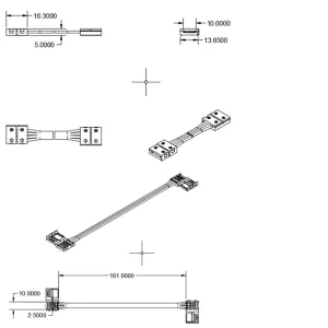 Clip-Verbinder mit Kabel (max. 5A) C1-410 für 4-pol. IP20 Flexstripes mit Breite 10mm, Pitch 12mm