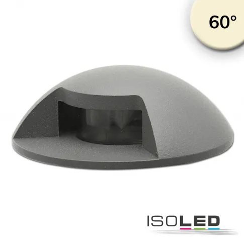 LED Bodeneinbaustrahler, rund 1SIDE 60mm, schwarz, 12-24V, IP67, 3W, 60°, warmweiß