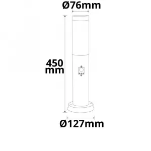 Pollerleuchte 450 anthrazit, IP44, PIR Bewegungssensor, 1x E27 Fassung, exkl. Leuchtmittel